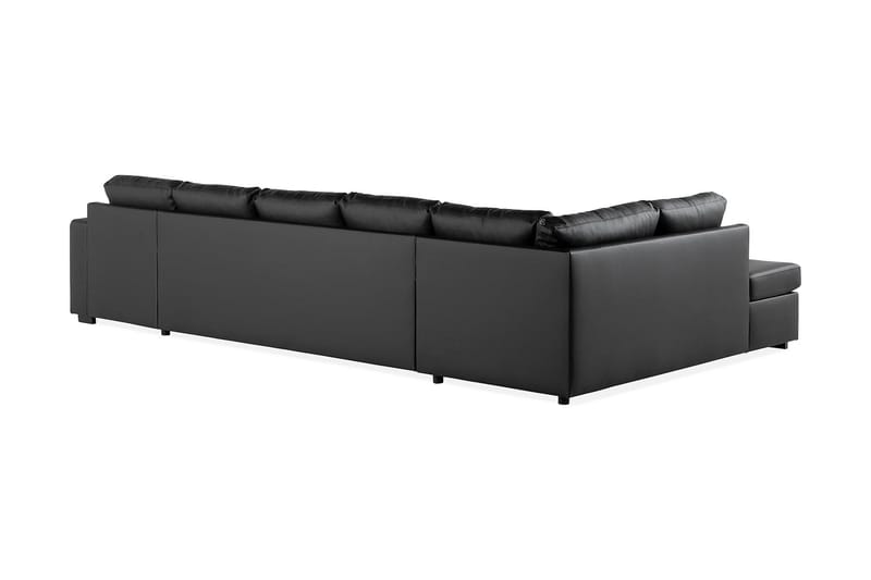 Crazy 5-seters Venstrevendt U-formet X-Large Sofa med Divan og Sjeselong i Kunstlær - Svart - Møbler - Sofaer - Skinnsofaer