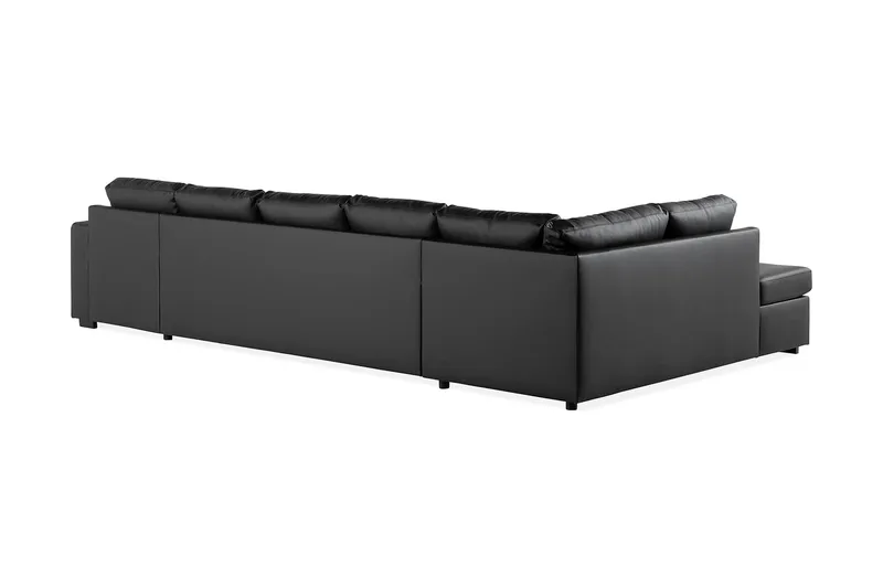 Crazy 5-seters Venstrevendt U-formet X-Large Sofa med Divan og Sjeselong i Kunstlær - Svart - Møbler - Sofaer - Skinnsofaer