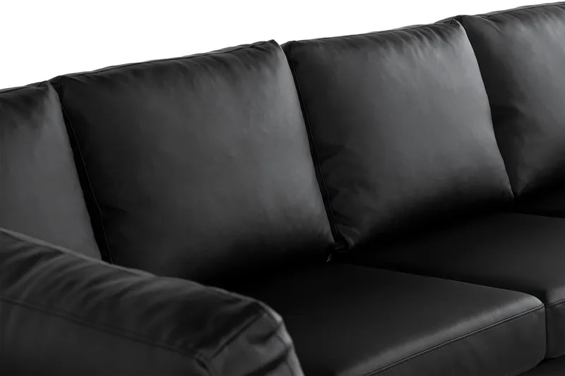 Crazy 5-seters Venstrevendt U-formet X-Large Sofa med Divan og Sjeselong i Kunstlær - Svart - Møbler - Sofaer - Skinnsofaer
