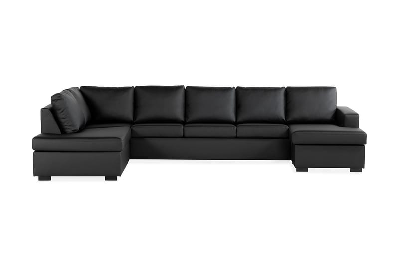 Crazy 5-seters Venstrevendt U-formet X-Large Sofa med Divan og Sjeselong i Kunstlær - Svart - Møbler - Sofaer - Skinnsofaer