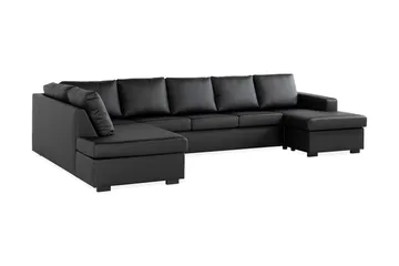 Crazy 5-seters Venstrevendt U-formet X-Large Sofa med Divan og Sjeselong i Kunstlær - Svart - Møbler - Sofaer - Skinnsofaer