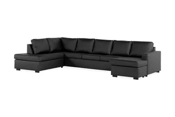 Crazy 5-seters Venstrevendt U-formet X-Large Sofa med Divan og Sjeselong i Kunstlær - Svart - Møbler - Sofaer - Skinnsofaer