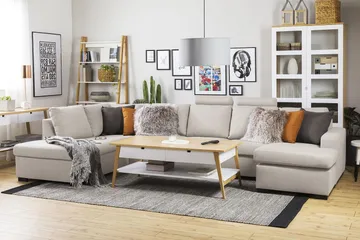 Crazy 5-seters Venstrevendt U-formet X-Large Sofa med Divan og Sjeselong i Stoff - Beige - Møbler - Sofaer - U-sofa