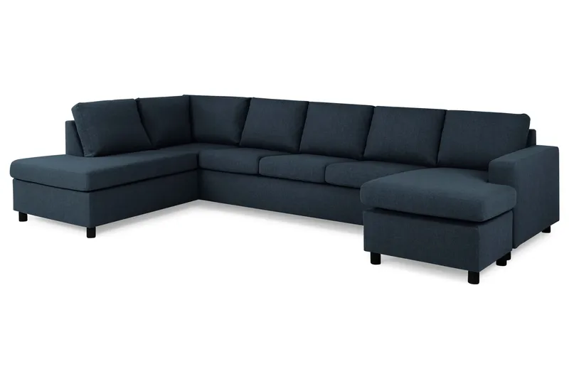 Crazy 5-seters Venstrevendt U-formet X-Large Sofa med Divan og Sjeselong i Stoff - Blå - Møbler - Sofaer - U-sofa