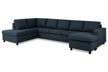 Crazy 5-seters Venstrevendt U-formet X-Large Sofa med Divan og Sjeselong i Stoff - Blå - Møbler - Sofaer - U-sofa