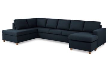 Crazy 5-seters Venstrevendt U-formet X-Large Sofa med Divan og Sjeselong i Stoff - Blå - Møbler - Sofaer - U-sofa