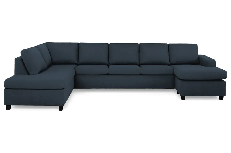 Crazy 5-seters Venstrevendt U-formet X-Large Sofa med Divan og Sjeselong i Stoff, Blå