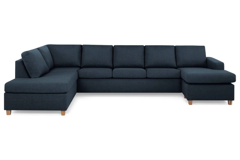 Crazy 5-seters Venstrevendt U-formet X-Large Sofa med Divan og Sjeselong i Stoff, Blå