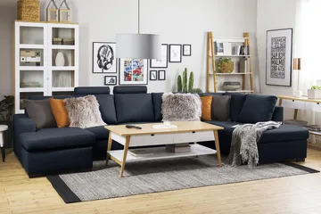 Crazy 5-seters Venstrevendt U-formet X-Large Sofa med Divan og Sjeselong i Stoff - Blå - Møbler - Sofaer - U-sofa