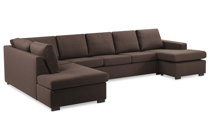 Crazy 5-seters Venstrevendt U-formet X-Large Sofa med Divan og Sjeselong i Stoff - Brun - Møbler - Sofaer - U-sofa