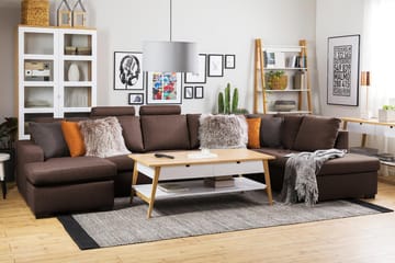 Crazy 5-seters Venstrevendt U-formet X-Large Sofa med Divan og Sjeselong i Stoff - Brun - Møbler - Sofaer - U-sofa