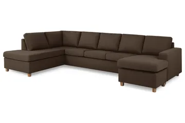 Crazy 5-seters Venstrevendt U-formet X-Large Sofa med Divan og Sjeselong i Stoff - Brun - Møbler - Sofaer - U-sofa