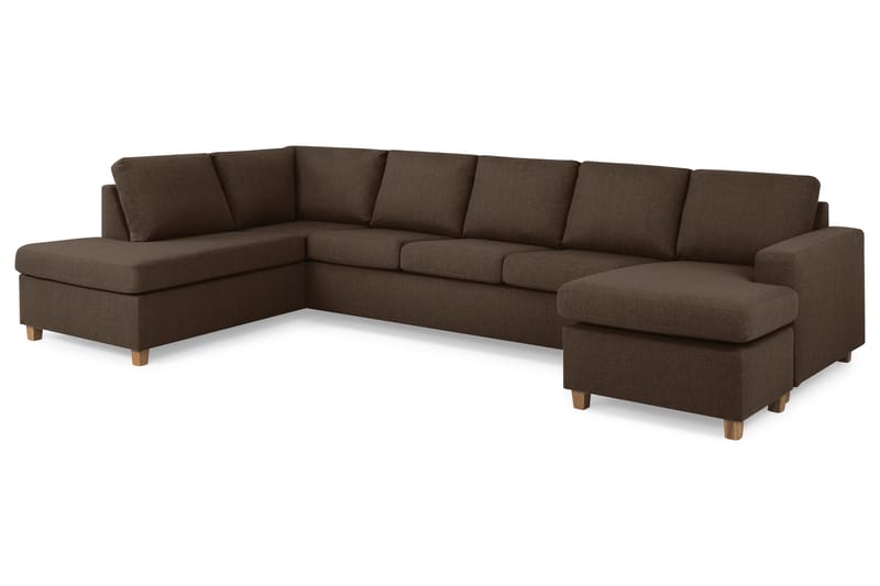 Crazy 5-seters Venstrevendt U-formet X-Large Sofa med Divan og Sjeselong i Stoff - Brun - Møbler - Sofaer - U-sofa