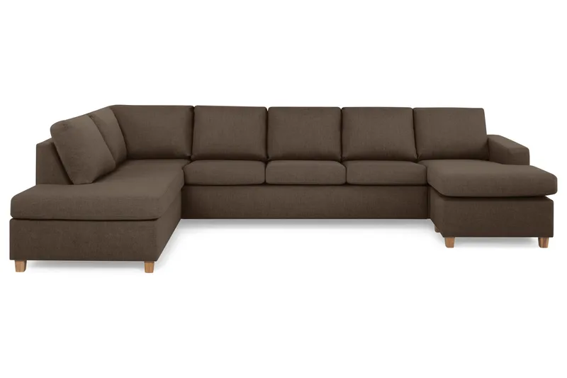Crazy 5-seters Venstrevendt U-formet X-Large Sofa med Divan og Sjeselong i Stoff, Brun