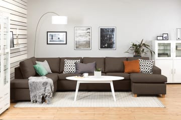 Crazy 5-seters Venstrevendt U-formet X-Large Sofa med Divan og Sjeselong i Stoff - Brun - Møbler - Sofaer - U-sofa