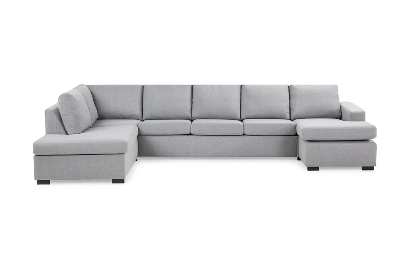 Crazy 5-seters Venstrevendt U-formet X-Large Sofa med Divan og Sjeselong i Stoff, Grå