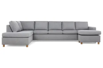 Crazy 5-seters Venstrevendt U-formet X-Large Sofa med Divan og Sjeselong i Stoff - Grå - Møbler - Sofaer - U-sofa