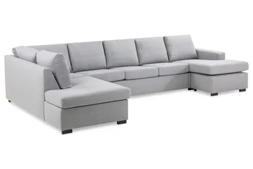 Crazy 5-seters Venstrevendt U-formet X-Large Sofa med Divan og Sjeselong i Stoff - Grå - Møbler - Sofaer - U-sofa