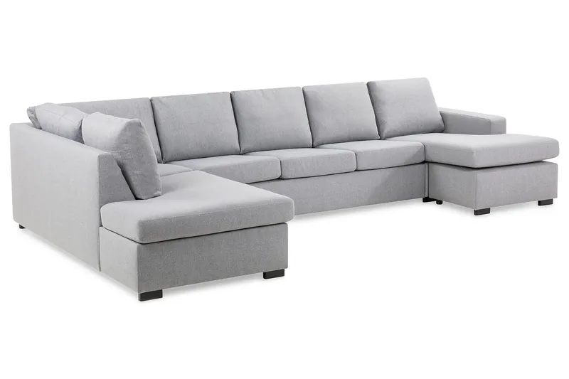 Crazy 5-seters Venstrevendt U-formet X-Large Sofa med Divan og Sjeselong i Stoff - Grå - Møbler - Sofaer - U-sofa