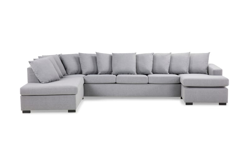 Crazy 5-seters Venstrevendt U-formet X-Large Sofa med Divan og Sjeselong i Stoff inkl. Pynteputer, Grå
