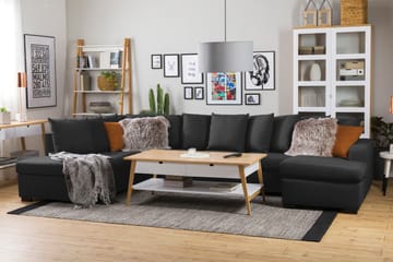Crazy 5-seters Venstrevendt U-formet X-Large Sofa med Divan og Sjeselong i Stoff inkl. Pynteputer - Antrasitt - Møbler - Sofaer - U-sofa