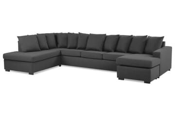 Crazy 5-seters Venstrevendt U-formet X-Large Sofa med Divan og Sjeselong i Stoff inkl. Pynteputer - Antrasitt - Møbler - Sofaer - U-sofa