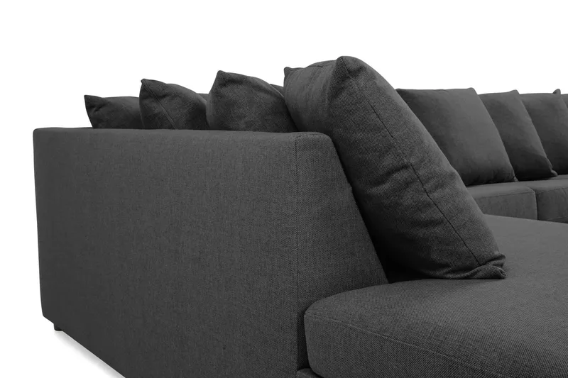 Crazy 5-seters Venstrevendt U-formet X-Large Sofa med Divan og Sjeselong i Stoff inkl. Pynteputer - Mørk grå - Møbler - Sofaer - U-sofa