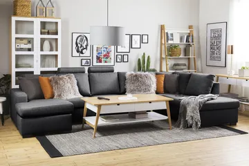 Crazy 5-seters Venstrevendt U-formet X-Large Sofa med Divan og Sjeselong i Stoff - Mørk grå - Møbler - Sofaer - U-sofa