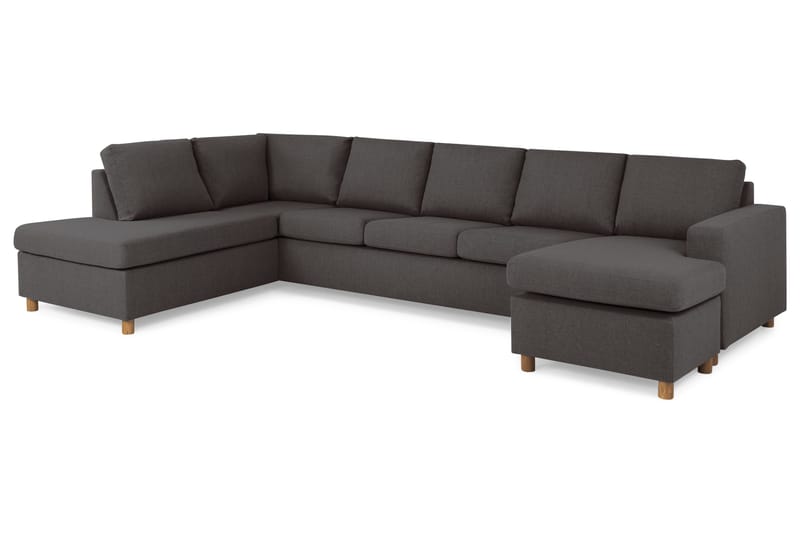 Crazy 5-seters Venstrevendt U-formet X-Large Sofa med Divan og Sjeselong i Stoff - Mørk grå - Møbler - Sofaer - U-sofa