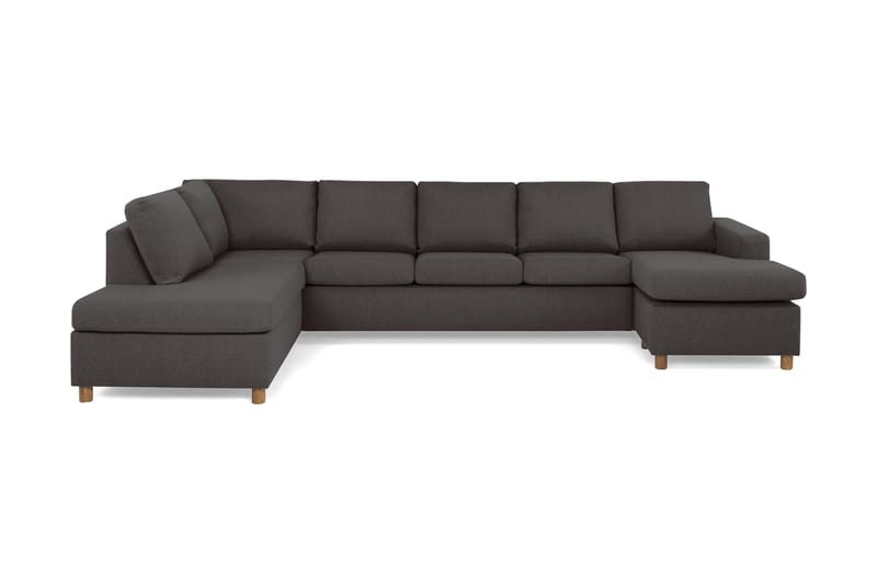 Crazy 5-seters Venstrevendt U-formet X-Large Sofa med Divan og Sjeselong i Stoff, Mørk grå