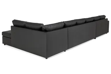 Crazy 6-seters Høyrevendt U-formet XX-Large Sofa med Divan og Sjeselong i Kunstlær - Svart - Møbler - Sofaer - Skinnsofaer