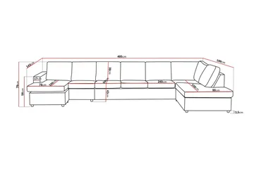 Crazy 6-seters Høyrevendt U-formet XX-Large Sofa med Divan og Sjeselong i Stoff - Antrasitt - Møbler - Sofaer - U-sofa