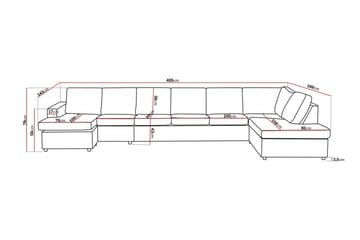 Crazy 6-seters Høyrevendt U-formet XX-Large Sofa med Divan og Sjeselong i Stoff - Antrasitt - Møbler - Sofaer - U-sofa