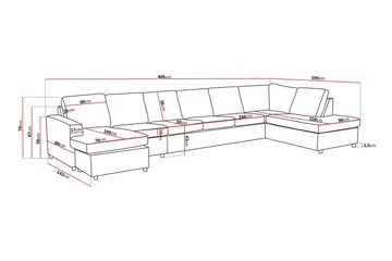 Crazy 6-seters Høyrevendt U-formet XX-Large Sofa med Divan og Sjeselong i Stoff - Antrasitt - Møbler - Sofaer - U-sofa