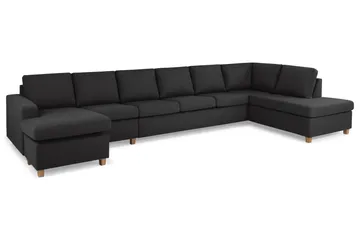 Crazy 6-seters Høyrevendt U-formet XX-Large Sofa med Divan og Sjeselong i Stoff - Antrasitt - Møbler - Sofaer - U-sofa