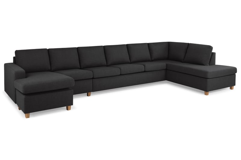 Crazy 6-seters Høyrevendt U-formet XX-Large Sofa med Divan og Sjeselong i Stoff - Antrasitt - Møbler - Sofaer - U-sofa