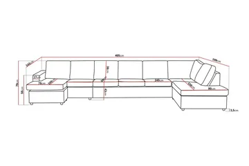 Crazy 6-seters Høyrevendt U-formet XX-Large Sofa med Divan og Sjeselong i Stoff - Antrasitt - Møbler - Sofaer - U-sofa