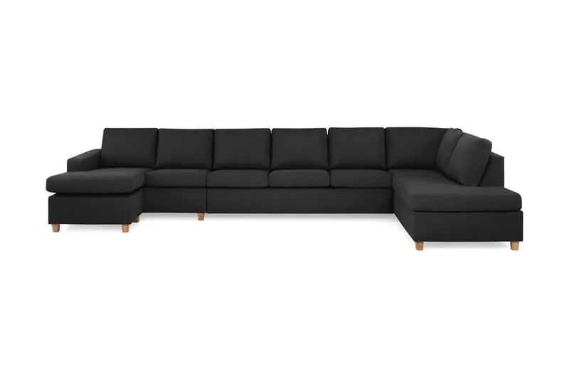 Crazy 6-seters Høyrevendt U-formet XX-Large Sofa med Divan og Sjeselong i Stoff - Antrasitt - Møbler - Sofaer - U-sofa