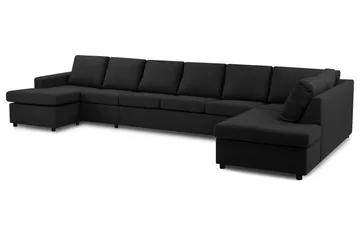 Crazy 6-seters Høyrevendt U-formet XX-Large Sofa med Divan og Sjeselong i Stoff - Antrasitt - Møbler - Sofaer - U-sofa