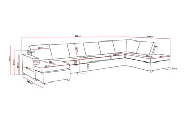 Crazy 6-seters Høyrevendt U-formet XX-Large Sofa med Divan og Sjeselong i Stoff - Antrasitt - Møbler - Sofaer - U-sofa