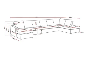 Crazy 6-seters Høyrevendt U-formet XX-Large Sofa med Divan og Sjeselong i Stoff - Antrasitt - Møbler - Sofaer - U-sofa