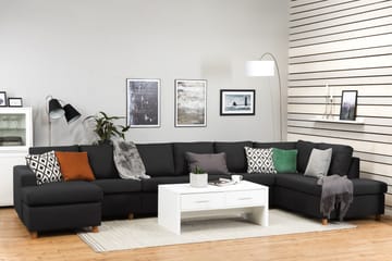 Crazy 6-seters H�øyrevendt U-formet XX-Large Sofa med Divan og Sjeselong i Stoff - Antrasitt - Møbler - Sofaer - U-sofa