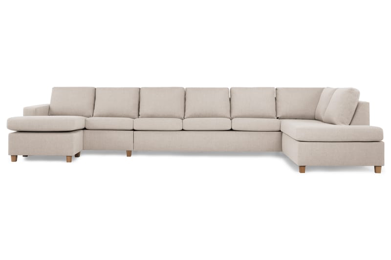 Crazy 6-seters Høyrevendt U-formet XX-Large Sofa med Divan og Sjeselong i Stoff - Beige - Møbler - Sofaer - U-sofa