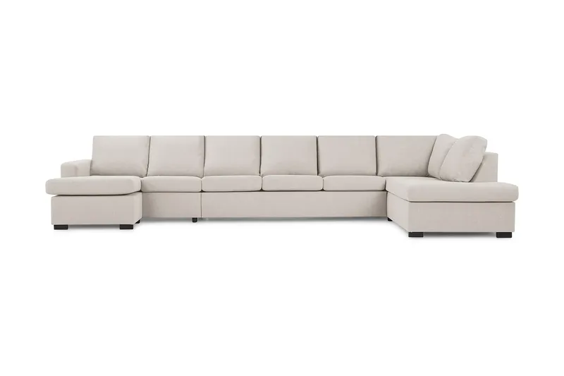 Crazy 6-seters Høyrevendt U-formet XX-Large Sofa med Divan og Sjeselong i Stoff - Beige - Møbler - Sofaer - U-sofa
