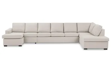 Crazy 6-seters Høyrevendt U-formet XX-Large Sofa med Divan og Sjeselong i Stoff - Beige - Møbler - Sofaer - U-sofa