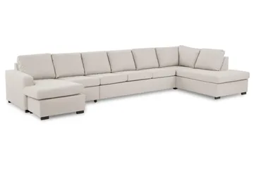 Crazy 6-seters Høyrevendt U-formet XX-Large Sofa med Divan og Sjeselong i Stoff - Beige - Møbler - Sofaer - U-sofa