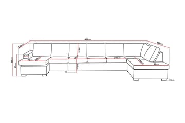 Crazy 6-seters Høyrevendt U-formet XX-Large Sofa med Divan og Sjeselong i Stoff - Beige - Møbler - Sofaer - U-sofa