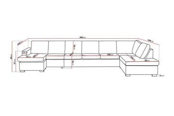 Crazy 6-seters Høyrevendt U-formet XX-Large Sofa med Divan og Sjeselong i Stoff - Beige - Møbler - Sofaer - U-sofa