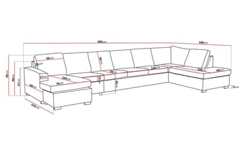 Crazy 6-seters Høyrevendt U-formet XX-Large Sofa med Divan og Sjeselong i Stoff - Beige - Møbler - Sofaer - U-sofa