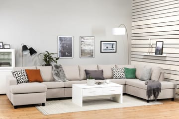 Crazy 6-seters Høyrevendt U-formet XX-Large Sofa med Divan og Sjeselong i Stoff - Beige - Møbler - Sofaer - U-sofa
